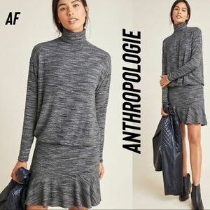 ANTHROPOLOGIE GRETA MOCK NECK MIDI DRESS GREY
